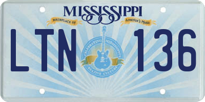 MS license plate LTN136