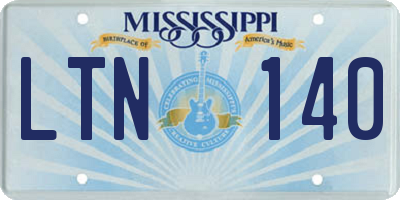 MS license plate LTN140