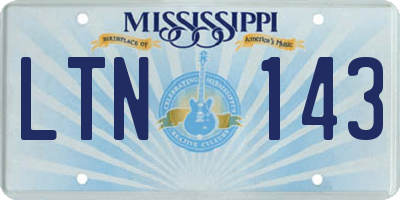 MS license plate LTN143