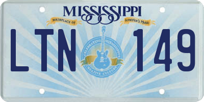 MS license plate LTN149