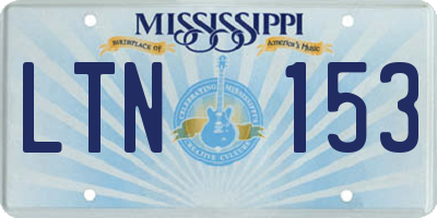 MS license plate LTN153