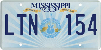 MS license plate LTN154