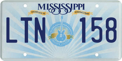 MS license plate LTN158