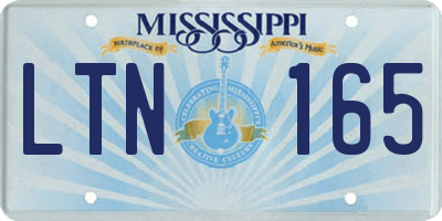 MS license plate LTN165