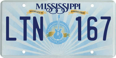 MS license plate LTN167