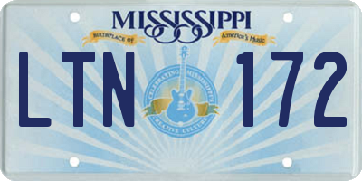 MS license plate LTN172