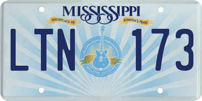MS license plate LTN173