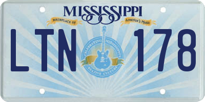MS license plate LTN178
