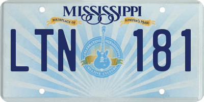 MS license plate LTN181