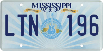MS license plate LTN196