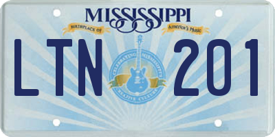 MS license plate LTN201