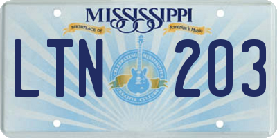 MS license plate LTN203