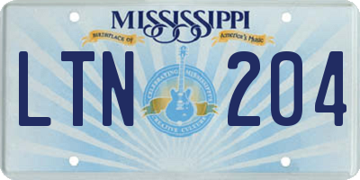 MS license plate LTN204