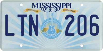 MS license plate LTN206