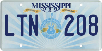MS license plate LTN208