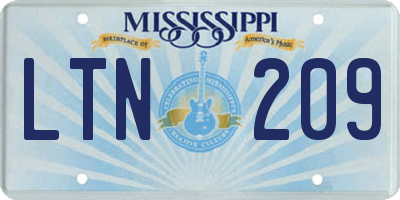 MS license plate LTN209
