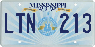 MS license plate LTN213