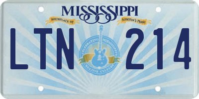 MS license plate LTN214