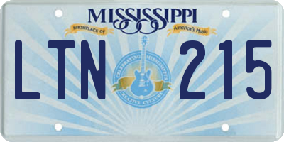 MS license plate LTN215