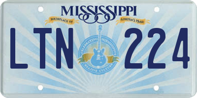 MS license plate LTN224