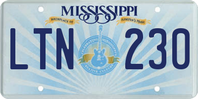 MS license plate LTN230