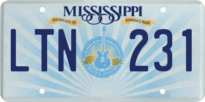 MS license plate LTN231