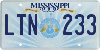 MS license plate LTN233