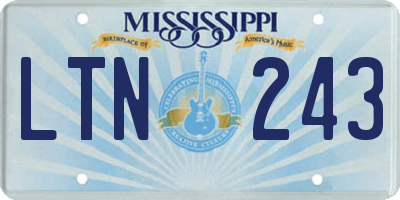 MS license plate LTN243