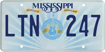 MS license plate LTN247