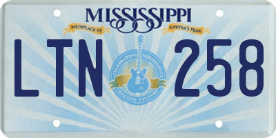 MS license plate LTN258