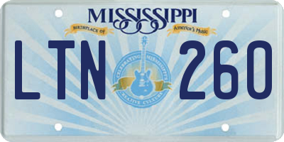 MS license plate LTN260
