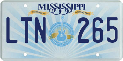 MS license plate LTN265