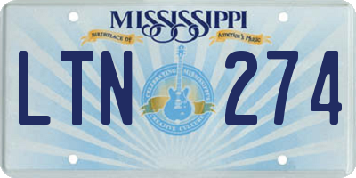 MS license plate LTN274