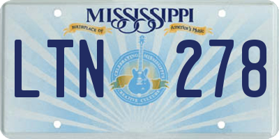 MS license plate LTN278