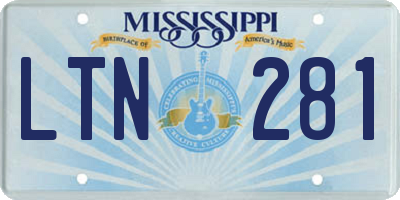 MS license plate LTN281