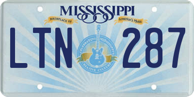 MS license plate LTN287