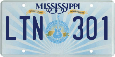 MS license plate LTN301