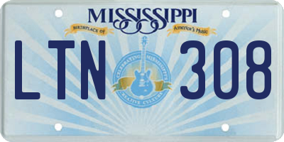 MS license plate LTN308