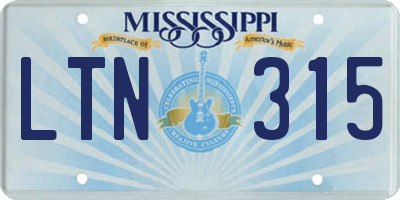 MS license plate LTN315