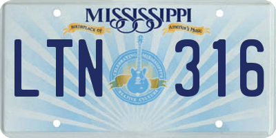 MS license plate LTN316