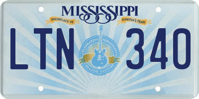 MS license plate LTN340