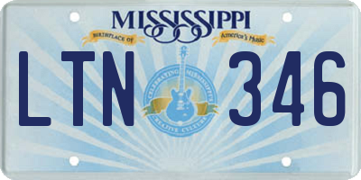 MS license plate LTN346