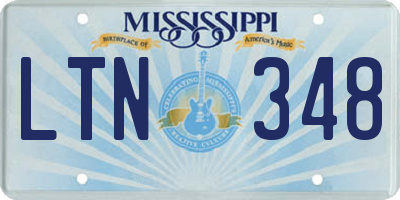 MS license plate LTN348