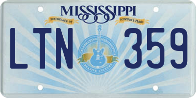 MS license plate LTN359