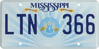 MS license plate LTN366