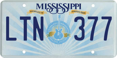 MS license plate LTN377