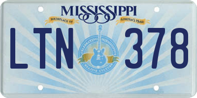 MS license plate LTN378