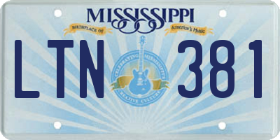 MS license plate LTN381