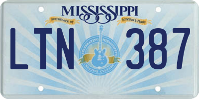 MS license plate LTN387