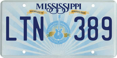 MS license plate LTN389